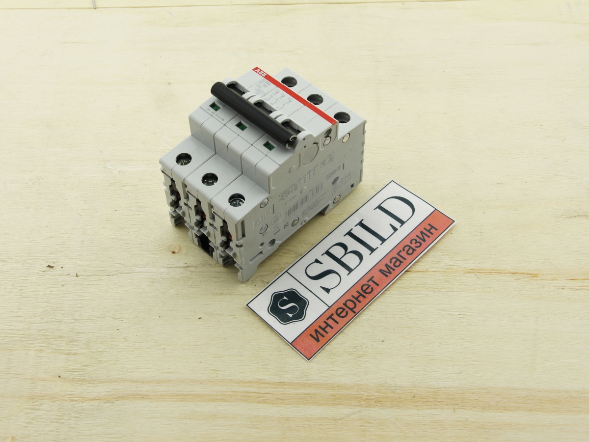 картинка  S203 C10 Автоматический выключатель 3-полюсный, 10А, 6кА (хар-ка C) ABB 2CDS253001R0104  от интернет магазина sbild.ru